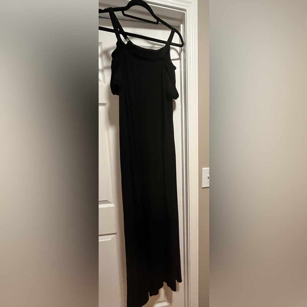 Cato Black Cold Shoulder Maxi Dress w/ Pockets – Size XL
